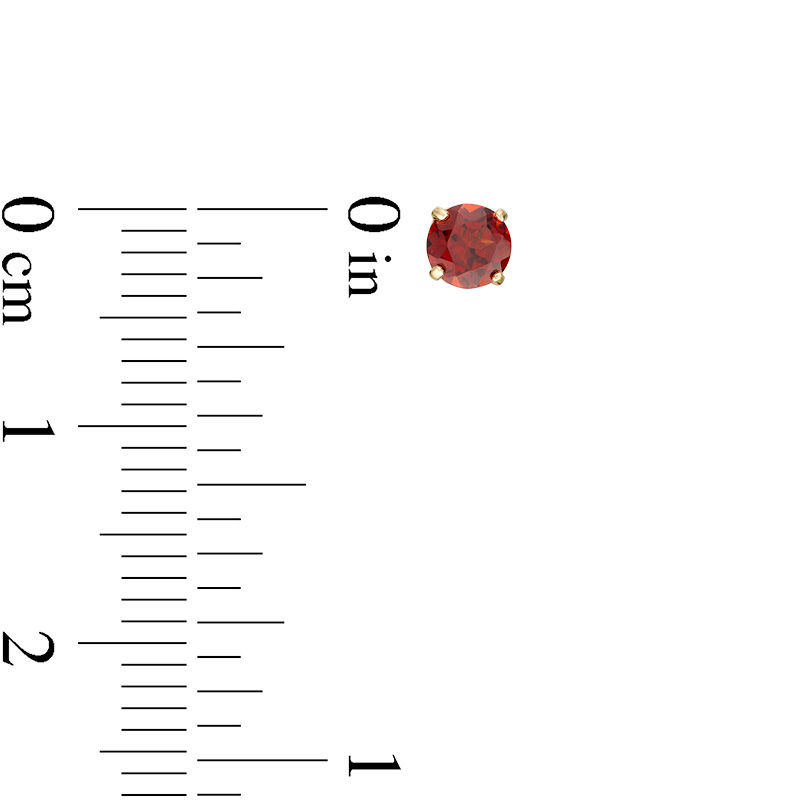 Main Image 3 of 4.0mm Garnet Solitaire Stud Earrings in 14K Gold