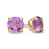 Thumbnail Image 1 of 4.0mm Amethyst Solitaire Stud Earrings in 14K Gold