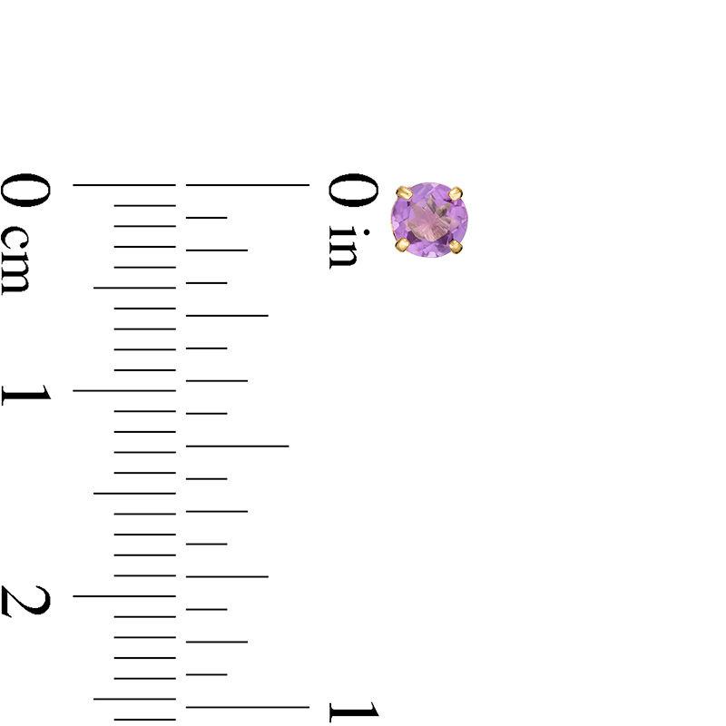Main Image 3 of 4.0mm Amethyst Solitaire Stud Earrings in 14K Gold