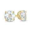 Thumbnail Image 1 of 4.0mm Aquamarine Solitaire Stud Earrings in 14K Gold