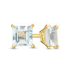 Thumbnail Image 0 of 4.0mm Princess-Cut Aquamarine Solitaire Stud Earrings in 14K Gold