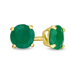 4.0mm Emerald Solitaire Stud Earrings in 14K Gold