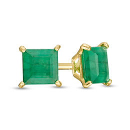 4.0mm Princess-Cut Emerald Solitaire Stud Earrings in 14K Gold