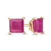 Thumbnail Image 0 of 4.0mm Certified Princess-Cut Ruby Solitaire Stud Earrings in 14K Gold