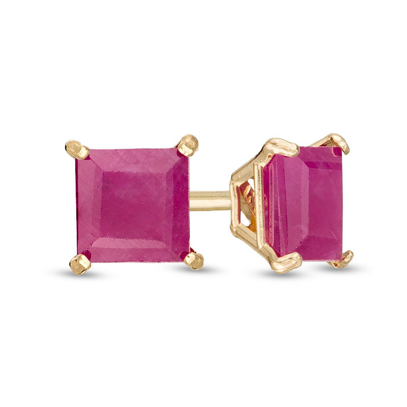 Princess cut ruby stud earrings absolute special edition