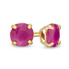 Thumbnail Image 0 of 4.0mm Certified Ruby Solitaire Stud Earrings in 14K Gold