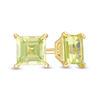 Thumbnail Image 0 of 4.0mm Princess-Cut Peridot Solitaire Stud Earrings in 14K Gold