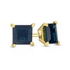 Thumbnail Image 0 of 4.0mm Princess-Cut Blue Sapphire Solitaire Stud Earrings in 14K Gold