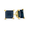 Thumbnail Image 1 of 4.0mm Princess-Cut Blue Sapphire Solitaire Stud Earrings in 14K Gold