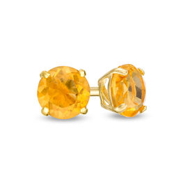 4.0mm Citrine Solitaire Stud Earrings in 14K Gold