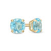 4.0mm Blue Topaz Solitaire Stud Earrings in 14K Gold