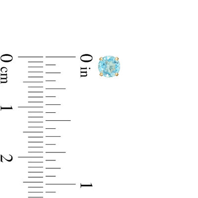 4.0mm Blue Topaz Solitaire Stud Earrings in 14K Gold