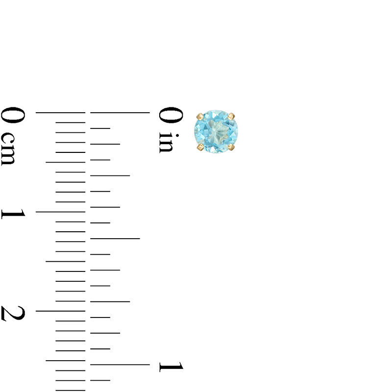 Main Image 3 of 4.0mm Blue Topaz Solitaire Stud Earrings in 14K Gold