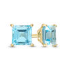 Thumbnail Image 0 of 4.0mm Princess-Cut Blue Topaz Solitaire Stud Earrings in 14K Gold