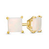 Thumbnail Image 1 of 4.0mm Princess-Cut Opal Solitaire Stud Earrings in 14K Gold