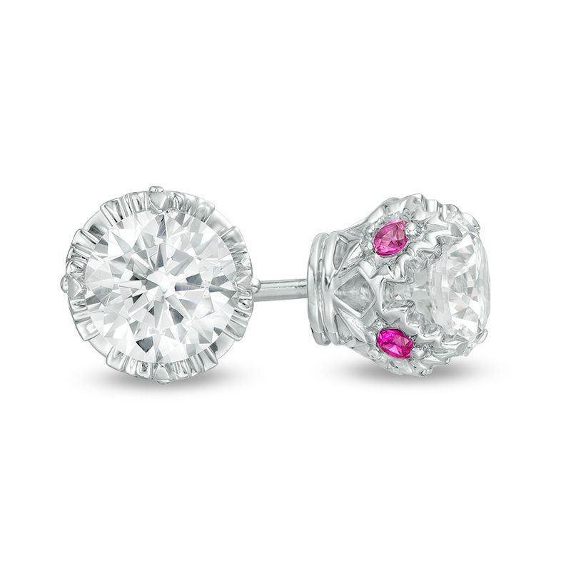 Peoples 100-Year Anniversary 0.95 CT. T.W. Certified Canadian Diamond Solitaire Stud Earrings in 14K White Gold (I/I1)