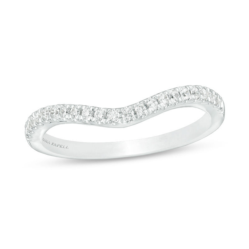 Adrianna Papell 0.16 CT. T.W. Certified Diamond Contour Wedding Band in 14K White Gold (F/I1)