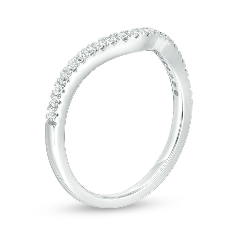 Adrianna Papell 0.16 CT. T.W. Certified Diamond Contour Wedding Band in 14K White Gold (F/I1)