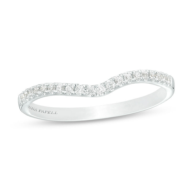 Adrianna Papell 0.13 CT. T.W. Certified Diamond Contour Wedding Band in 14K White Gold (F/I1)