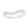 Thumbnail Image 0 of Adrianna Papell 0.10 CT. T.W. Certified Diamond Contour Wedding Band in 14K White Gold (F/I1)