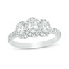 Thumbnail Image 1 of 1.00 CT. T.W. Oval Diamond Past Present Future® Frame Engagement Ring in 14K White Gold