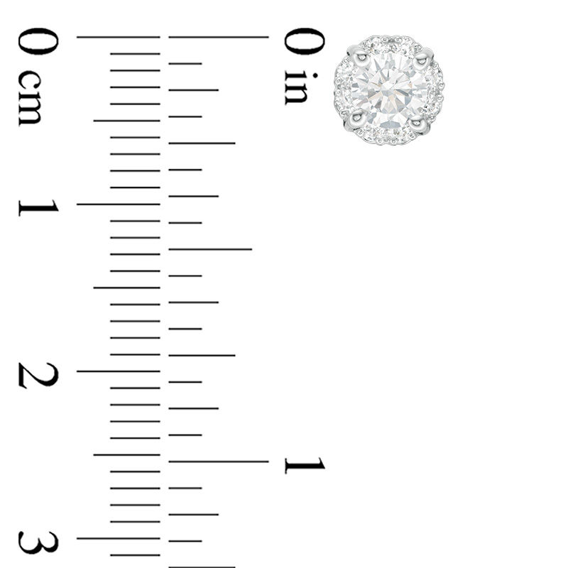 Main Image 2 of 1.00 CT. T.W. Certified Canadian Diamond Frame Stud Earrings in 14K White Gold (I/I2)