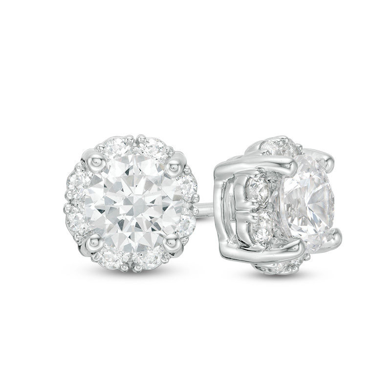 Main Image 1 of 2.00 CT. T.W. Certified Canadian Diamond Frame Stud Earrings in 14K White Gold (I/I2)