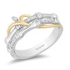 Thumbnail Image 0 of Enchanted Disney Mulan 0.085 CT. T.W. Diamond Bamboo Stacked Ring in 10K Two-Tone Gold