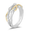 Thumbnail Image 1 of Enchanted Disney Mulan 0.085 CT. T.W. Diamond Bamboo Stacked Ring in 10K Two-Tone Gold