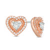 Thumbnail Image 1 of 0.15 CT. T.W. Diamond Heart Frame Vintage-Style Stud Earrings in 10K Rose Gold