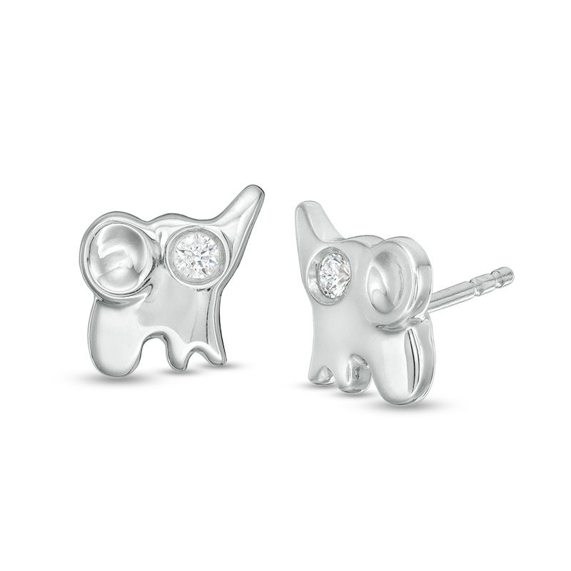 0.04 CT. T.W. Diamond Elephant Stud Earrings in Sterling Silver|Peoples Jewellers