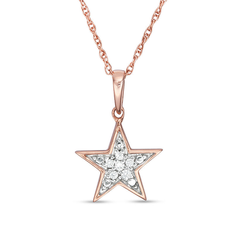 0.04 CT. T.W. Diamond Star Charm Pendant in 10K Rose Gold