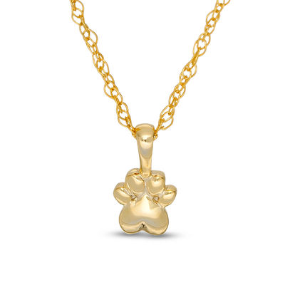 Polished Paw Print Charm Pendant in Sterling Silver with 14K Gold Plate