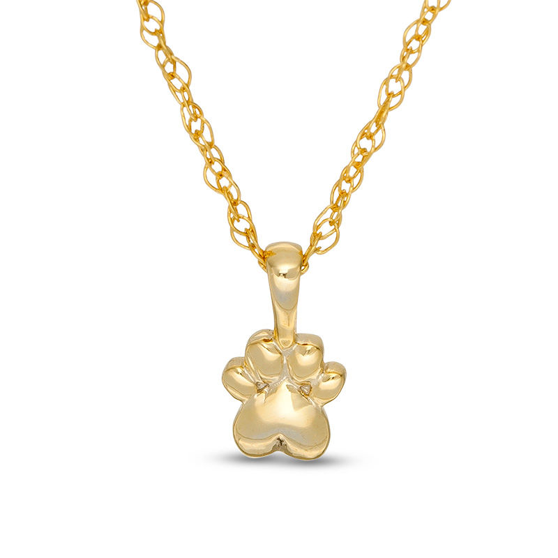 Polished Paw Print Charm Pendant in Sterling Silver with 14K Gold Plate