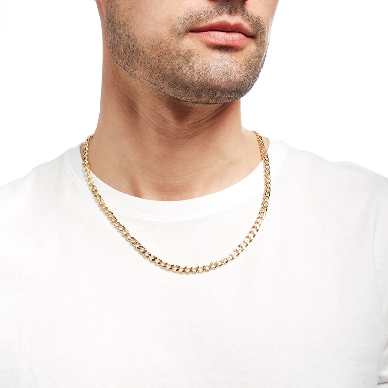 Main Image 2 of Men's 5.7mm Cuban Curb Chain Necklace in Hollow 10K Gold - 26"