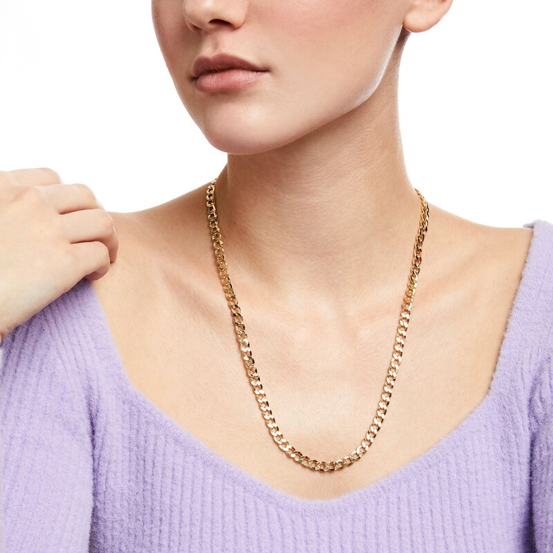 Main Image 3 of Men's 5.7mm Cuban Curb Chain Necklace in Hollow 10K Gold - 26"