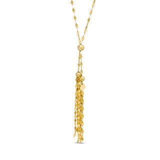 Mirror Flat-Link Chain Tassel Necklace in 14K Gold - 17"