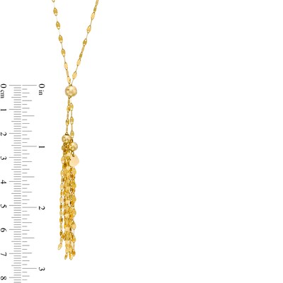 Mirror Flat-Link Chain Tassel Necklace in 14K Gold - 17"