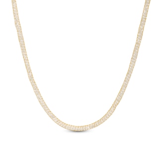 Cubic Zirconia Mesh Chain Necklace in 14K Gold
