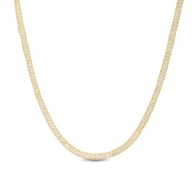 Cubic Zirconia Mesh Chain Necklace in 14K Gold