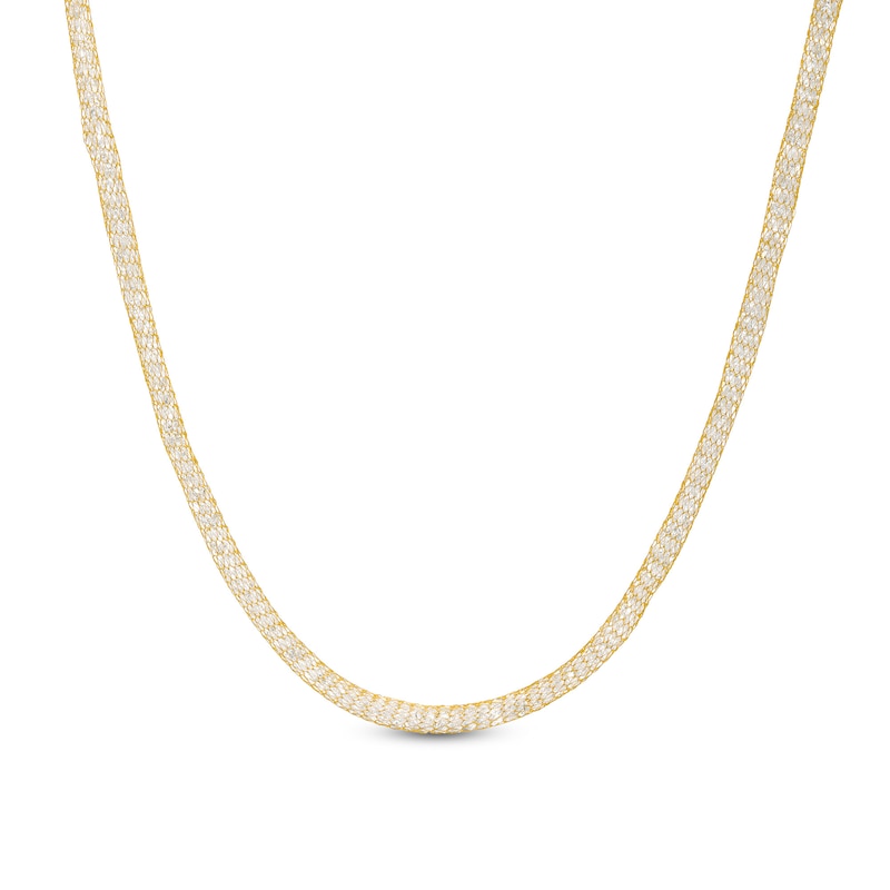 Italian Gold Cubic Zirconia Mesh Chain Necklace in 14K Gold