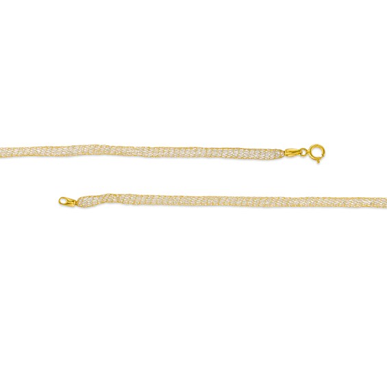 Cubic Zirconia Mesh Chain Necklace in 14K Gold