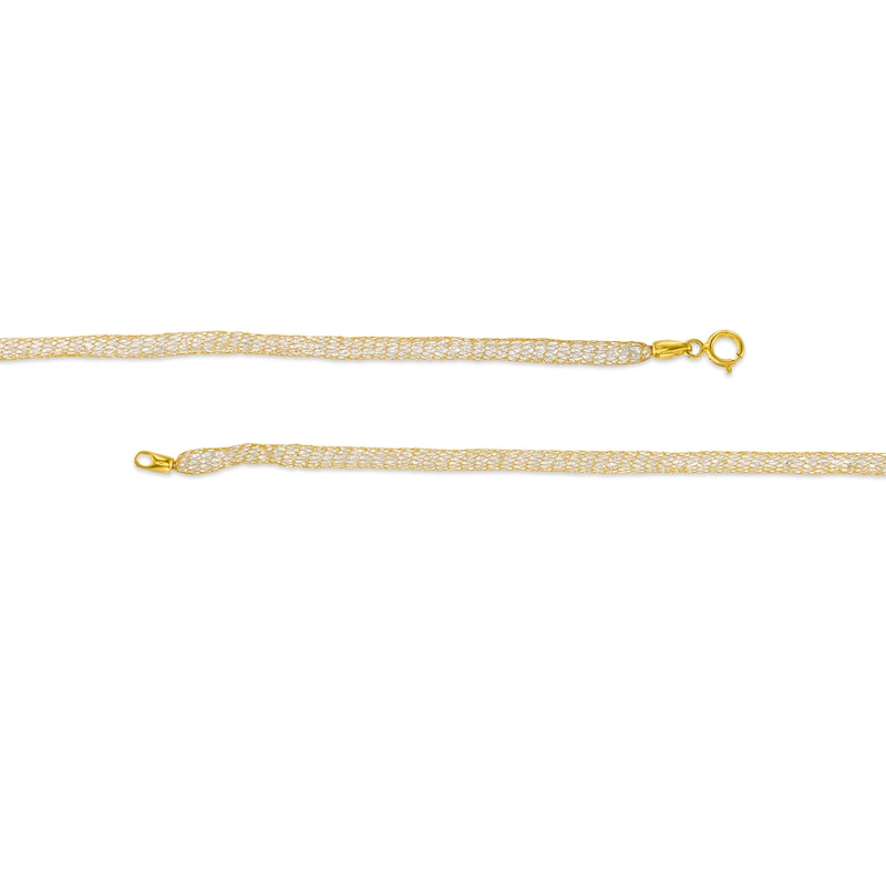 Italian Gold Cubic Zirconia Mesh Chain Necklace in 14K Gold