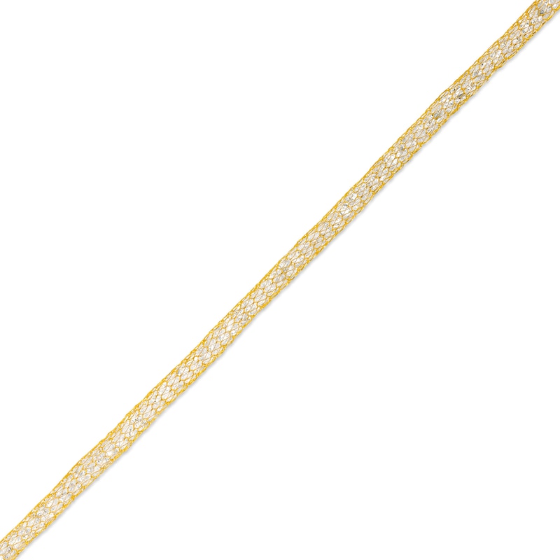 Italian Gold Cubic Zirconia Mesh Chain Bracelet in 14K Gold - 7.5"