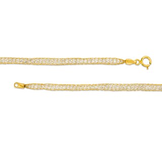 Cubic Zirconia Mesh Chain Bracelet in 14K Gold - 7.5"