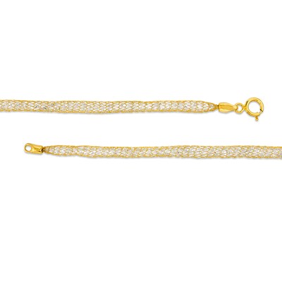 Cubic Zirconia Mesh Chain Bracelet in 14K Gold - 7.5"