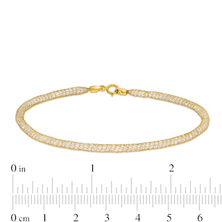 Cubic Zirconia Mesh Chain Bracelet in 14K Gold - 7.5"