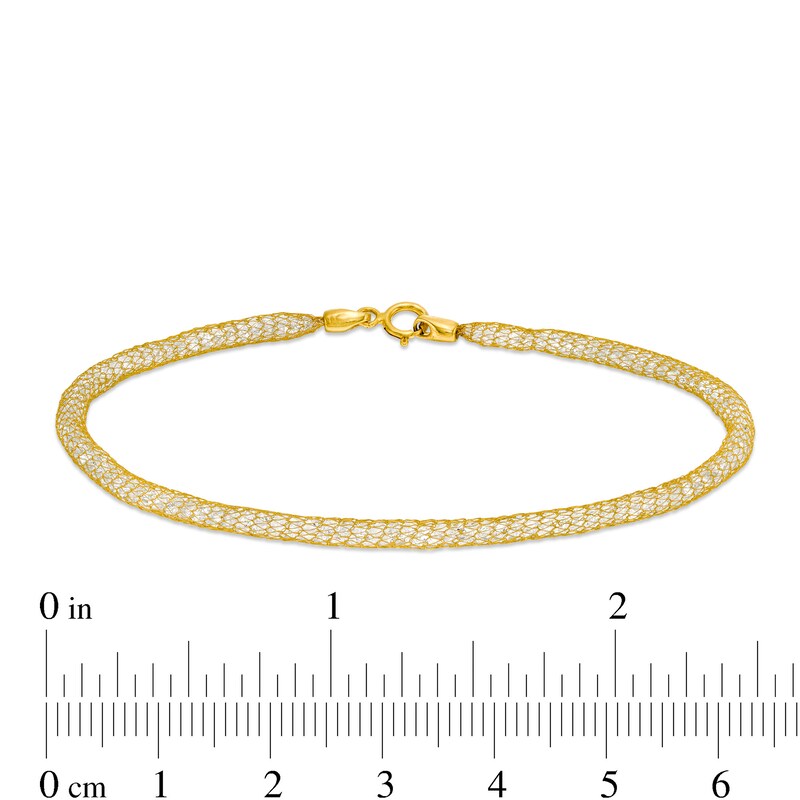 Italian Gold Cubic Zirconia Mesh Chain Bracelet in 14K Gold - 7.5"