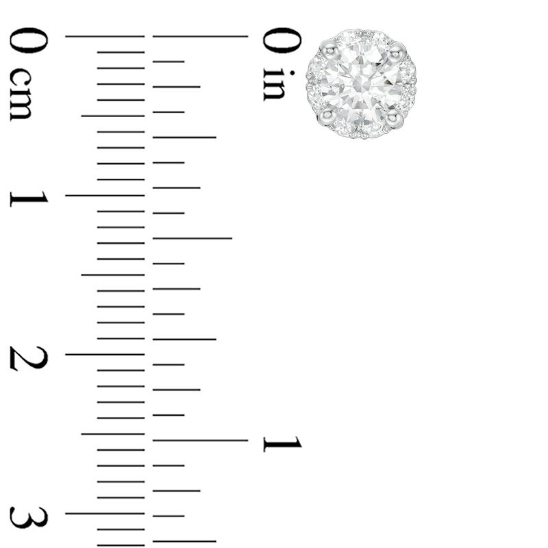 Main Image 2 of 1.50 CT. T.W. Certified Canadian Diamond Frame Stud Earrings in 14K White Gold (I/I2)