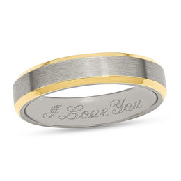 5.0mm Engravable Satin Bevelled Edge Band in Stainless Steel and Yellow IP (1 Line)